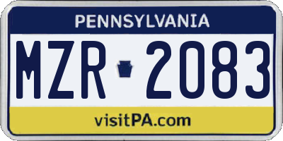 PA license plate MZR2083