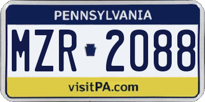 PA license plate MZR2088