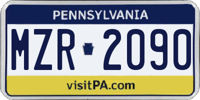 PA license plate MZR2090