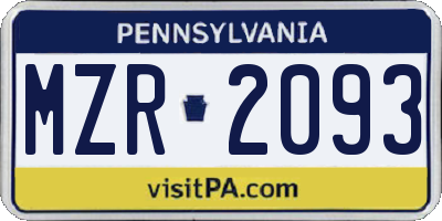 PA license plate MZR2093
