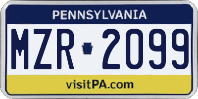PA license plate MZR2099