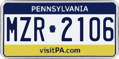 PA license plate MZR2106