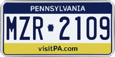 PA license plate MZR2109