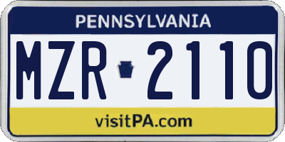 PA license plate MZR2110