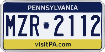 PA license plate MZR2112