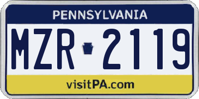 PA license plate MZR2119