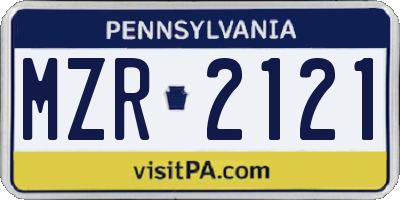 PA license plate MZR2121