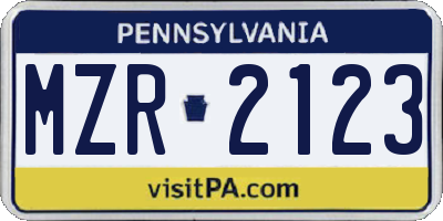 PA license plate MZR2123
