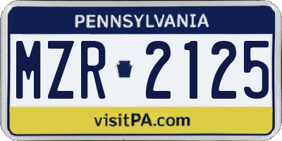 PA license plate MZR2125