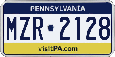 PA license plate MZR2128