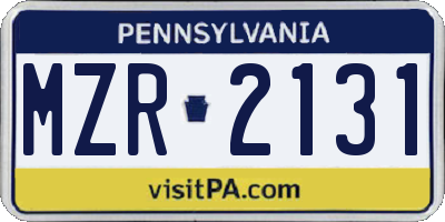 PA license plate MZR2131