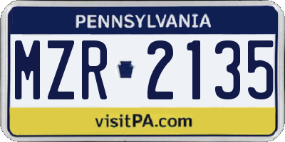 PA license plate MZR2135