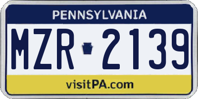 PA license plate MZR2139