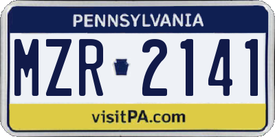 PA license plate MZR2141