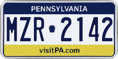PA license plate MZR2142