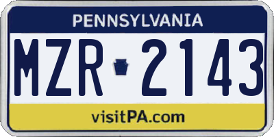PA license plate MZR2143