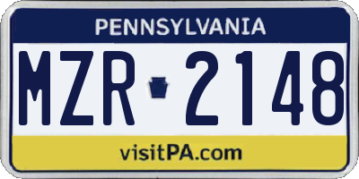 PA license plate MZR2148