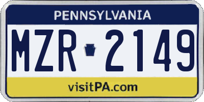 PA license plate MZR2149