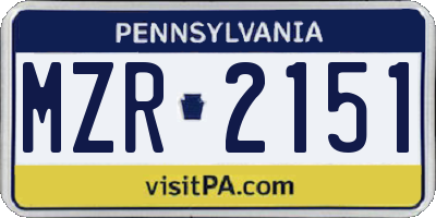 PA license plate MZR2151