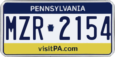 PA license plate MZR2154