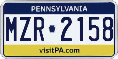 PA license plate MZR2158