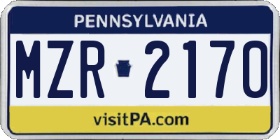 PA license plate MZR2170