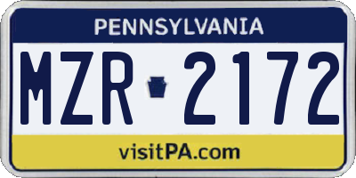 PA license plate MZR2172