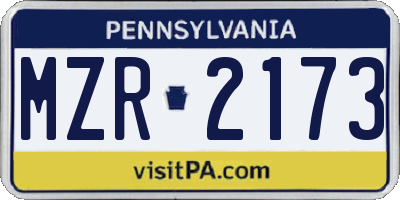 PA license plate MZR2173