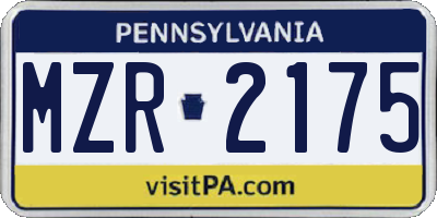 PA license plate MZR2175