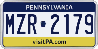 PA license plate MZR2179
