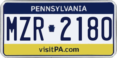 PA license plate MZR2180