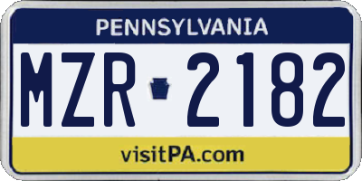PA license plate MZR2182