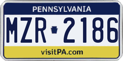 PA license plate MZR2186