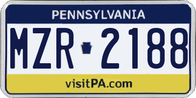 PA license plate MZR2188