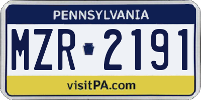 PA license plate MZR2191