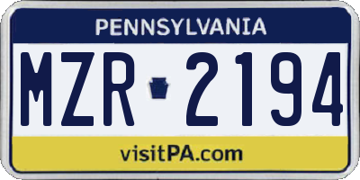 PA license plate MZR2194