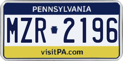 PA license plate MZR2196