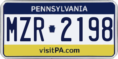 PA license plate MZR2198