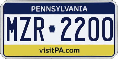 PA license plate MZR2200