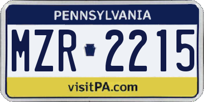 PA license plate MZR2215