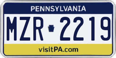 PA license plate MZR2219