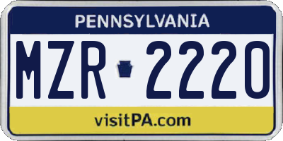 PA license plate MZR2220