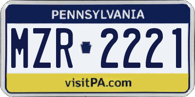 PA license plate MZR2221