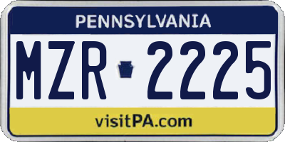 PA license plate MZR2225