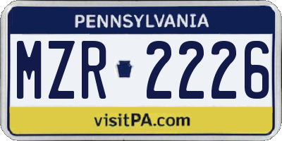 PA license plate MZR2226