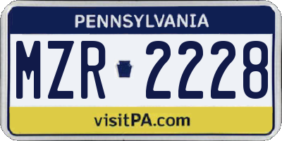 PA license plate MZR2228