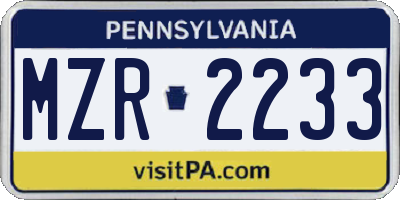 PA license plate MZR2233