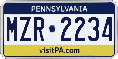 PA license plate MZR2234