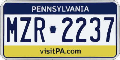 PA license plate MZR2237