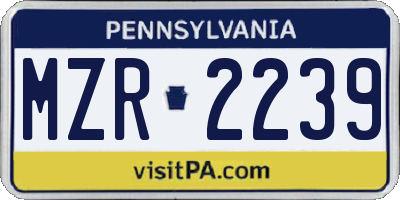 PA license plate MZR2239